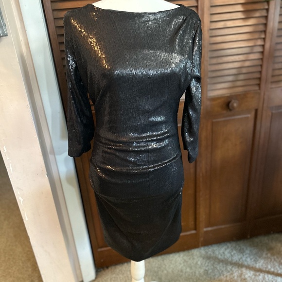 Parker Black Sequined Cocktail Dress - Picture 2 of 10